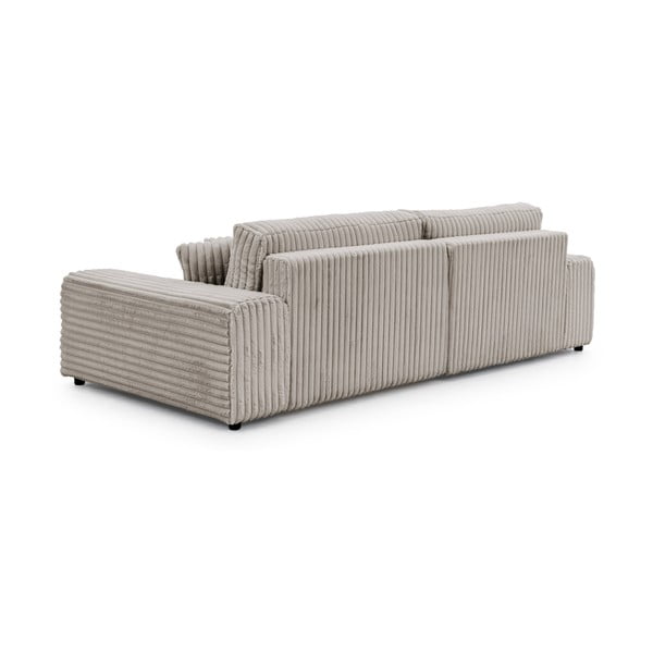 Divano angolare con penisola a sinistra grigio chiaro e rivestimento in velluto a coste allungabile e con contenitore Sarina – Ropez-image-3