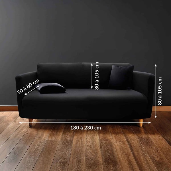 Copridivano nero con rivestimento elastico per divano a 3 posti Mila – douceur d'intérieur-image-2