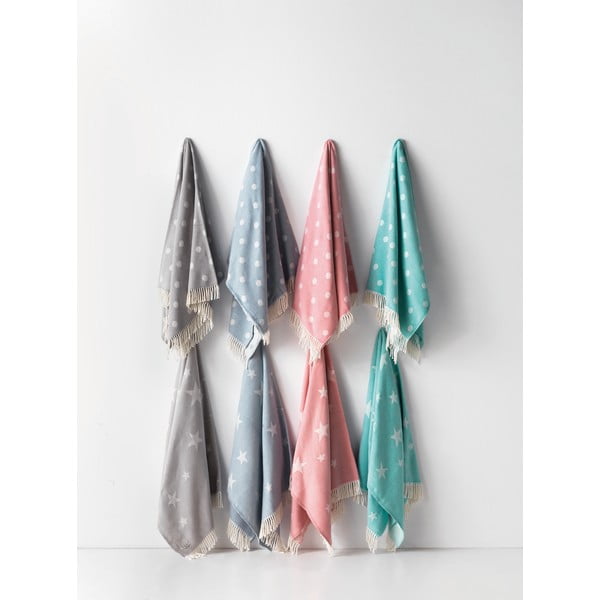 Plaid blu pastello con cotone , 140 x 180 cm Stars - Euromant-image-2