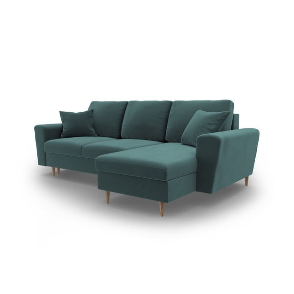 Divano angolare color petrolio allungabile e con contenitore con rivestimento in velluto Kyoto – Cosmopolitan Design-image-4