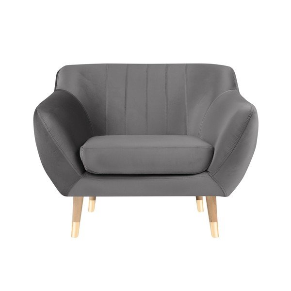 Poltrona in velluto grigio Benito - Mazzini Sofas