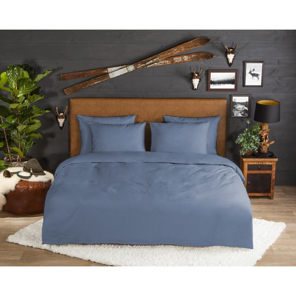 Biancheria da letto blu in flanella per letto matrimoniale/per letto prolungato 200x220 cm – Good Morning-image-1