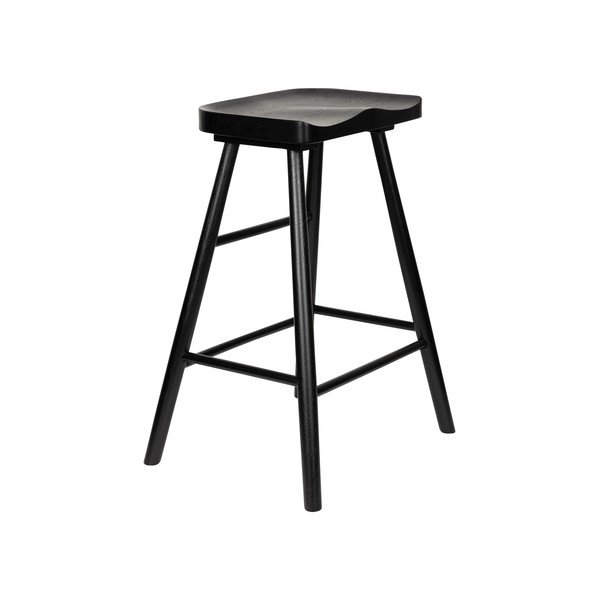 Sedia da bar nera in rovere massiccio (altezza della seduta 65,5 cm) Vander – White Label-image-2