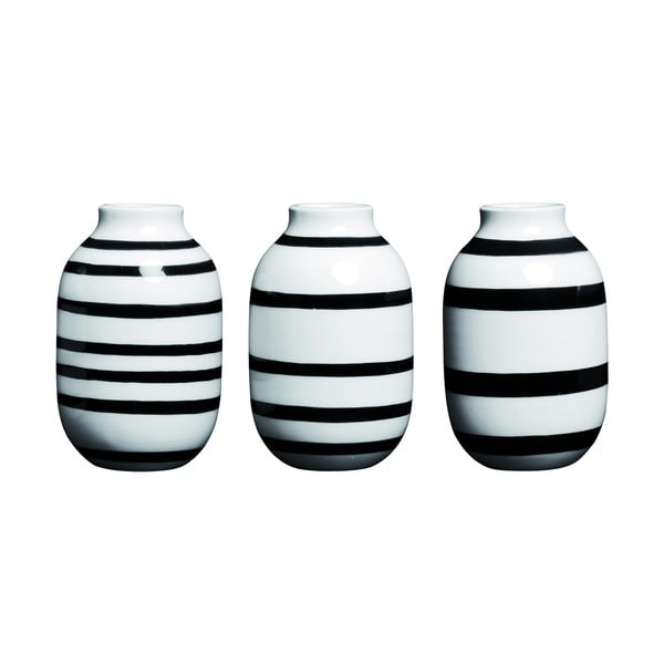 Set di 3 vasi in gres bianco e nero Omaggio, altezza 8 cm - Kähler Design