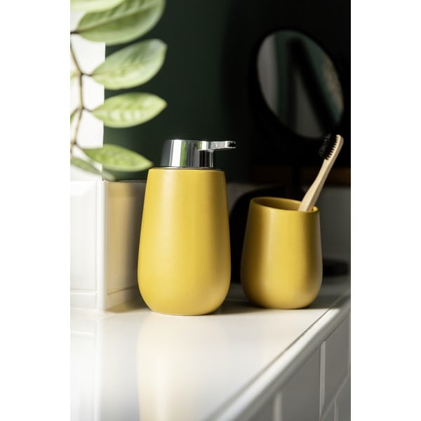 Tazza in ceramica gialla per spazzolini da denti Badi - Wenko-image-2