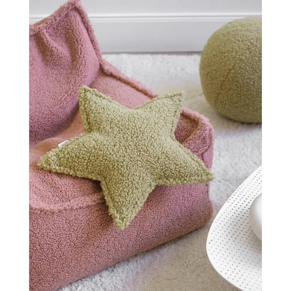 Cuscino per divano da bambini verde con rivestimento in bouclé Star – Wigiwama-image-2
