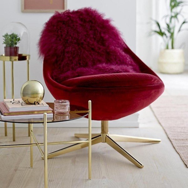 Tmavě červená kožešina z mongolské jehněčí kůže Bloomingville Mongolian-image-1