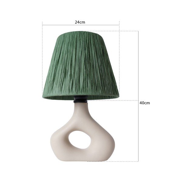 Lampada da tavolo verde con paralume in carta lavorata (altezza totale 40 cm) Serin – Opviq lights-image-2