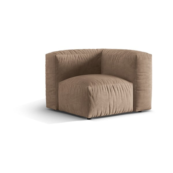 Parte divano componibile marrone chiaro (con composizione variabile) con rivestimento in velluto Martina – Micadoni -image-1