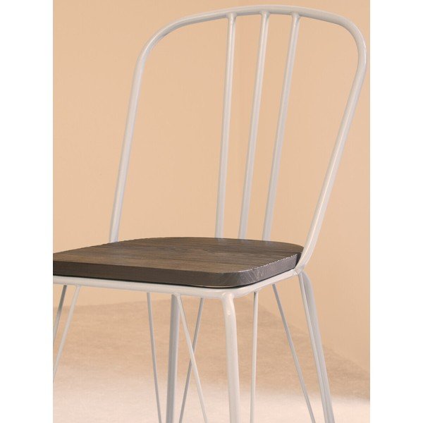 Sedia da pranzo grigia/colore naturale scuro in olmo massiccio District – Premier Housewares-image-3