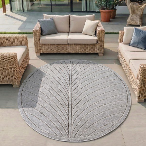 Tappeto da interno/esterno rotondo argentato ø 80 cm Nova 1204 – Ayyildiz Carpets-image-1