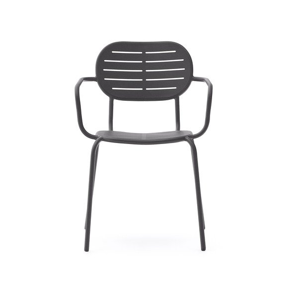 Sedia da giardino in metallo grigio scuro Brai - Kave Home-image-2