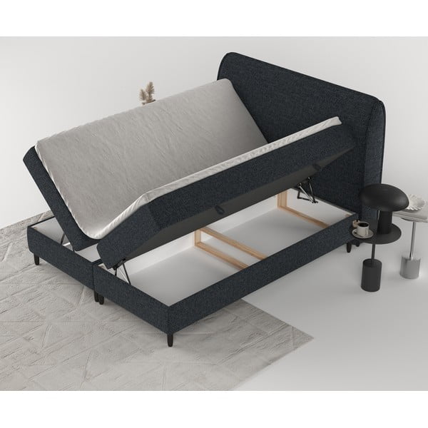 Letto boxspring nero con contenitore 140x200 cm Melba - Maison de Rêve-image-3
