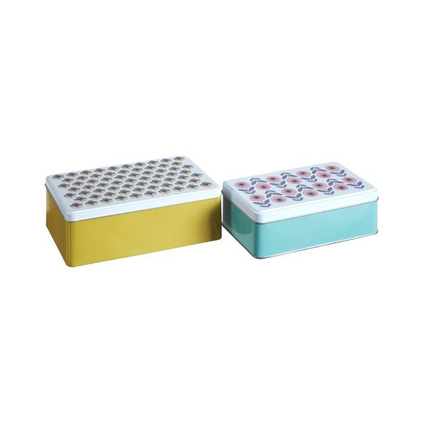 Scatole portaoggetti decorative in metallo con coperchio in set di 2 pezzi Joni - Premier Housewares-image-1