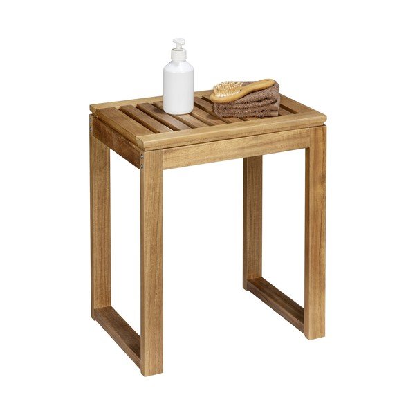 Sgabello di colore naturale in acacia massiccia Fondi – Wenko-image-4