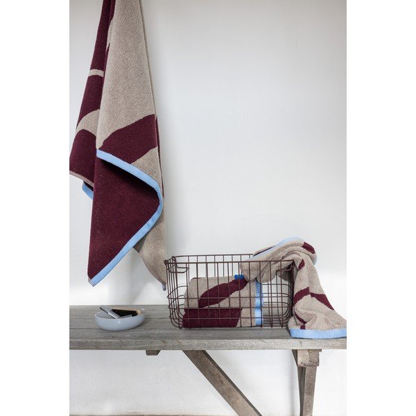 Asciugamano tipo terry burgundy/greige in cotone organico 70x133 cm Nova Arte  – Mette Ditmer Denmark-image-3