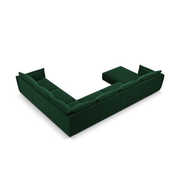 Divano angolare verde scuro (con penisola a destra/a U) con rivestimento in velluto Vanda – Mazzini Sofas-image-3