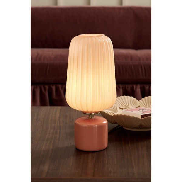 Lampada da tavolo color salmone in vetro (altezza totale 40 cm) Daria – Ellos Home-image-1