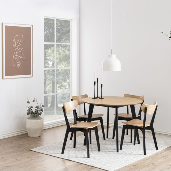 Sedia da pranzo in rovere decorato in nero e naturale Roxby - Actona-image-1