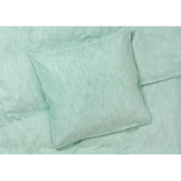 Biancheria da letto matrimoniale in cotone biologico bianco e verde 200x220 cm Monochrome Lines - JUNA-image-1