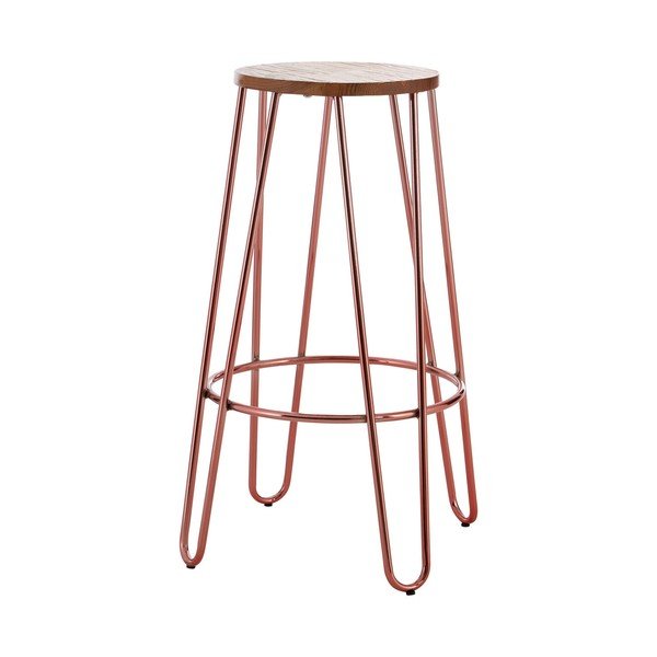 Sedia da bar di colore naturale/oro rosa in olmo massiccio (altezza della seduta 75 cm) District – Premier Housewares