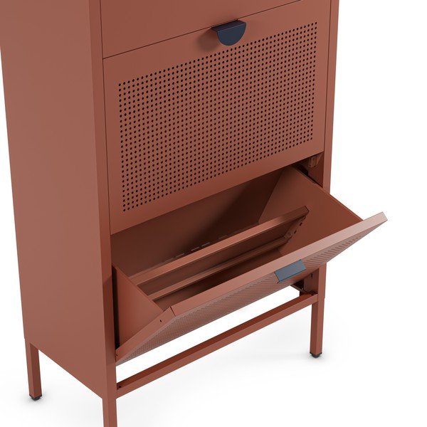 Scarpiera color terracotta in metallo 60x110x30 cm Sayla – Marckeric-image-2