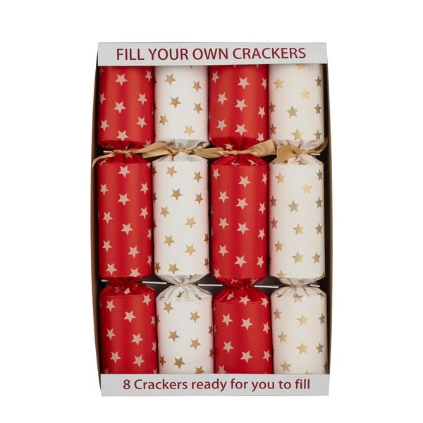 Set di 8 cracker natalizi Cream & Red Stars - Robin Reed