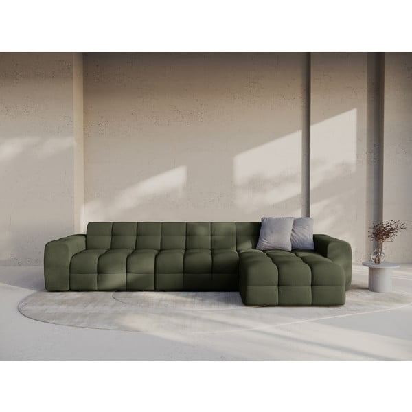 Divano angolare verde (con penisola a destra/con chaise lounge) Kendal – Micadoni -image-1