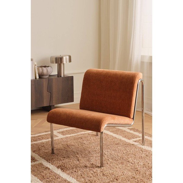 Poltrona marrone cognac con rivestimento in ciniglia Twice – Ellos Home-image-1