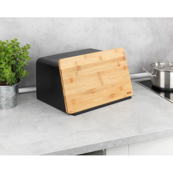Scatola del pane nera con coperchio in bambù Kubo - Wenko-image-4