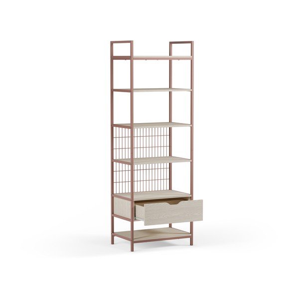 Libreria color terracotta in acciaio 60x179,5x40 cm Amara – Marckeric-image-4