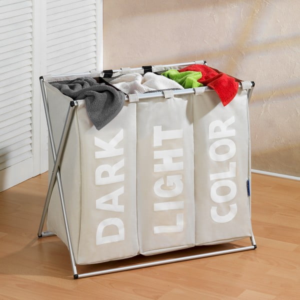 Cesto portabiancheria beige Trio, 130 l Corno - Wenko-image-1