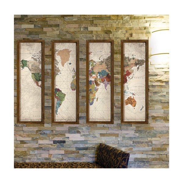 Pittura decorativa in più parti Mondo, 19 x 70 cm - Evila Originals