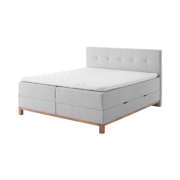 Letto boxspring grigio chiaro con contenitore 160x200 cm Catania - Meise Möbel