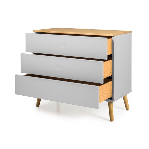 Cassettiera grigia con gambe in rovere , 90 x 79 cm Dot - Tenzo-image-2