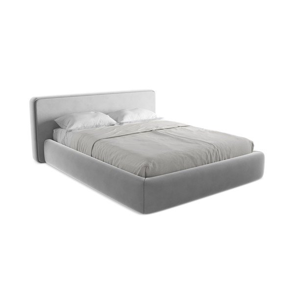 Letto matrimoniale imbottito grigio con contenitore con griglia 160x200 cm Kiana - Makamii-image-2