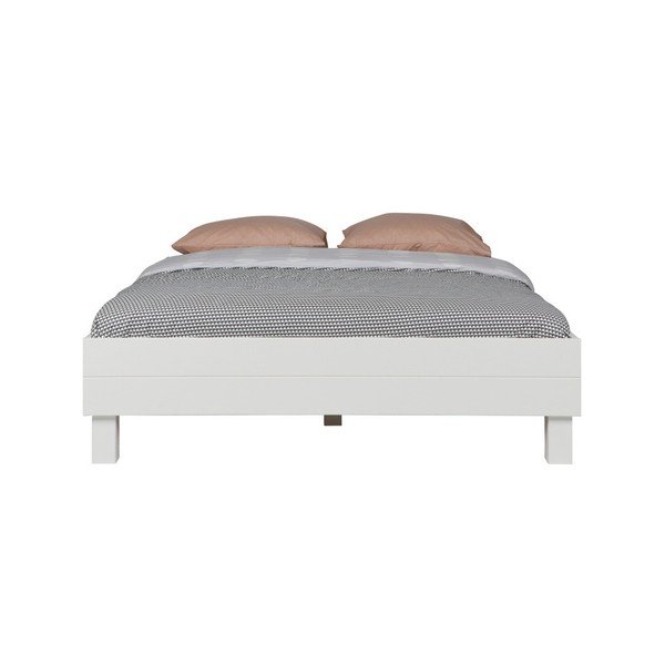 Letto in legno bianco a spina di pesce, 160 cm - WOOOD-image-2