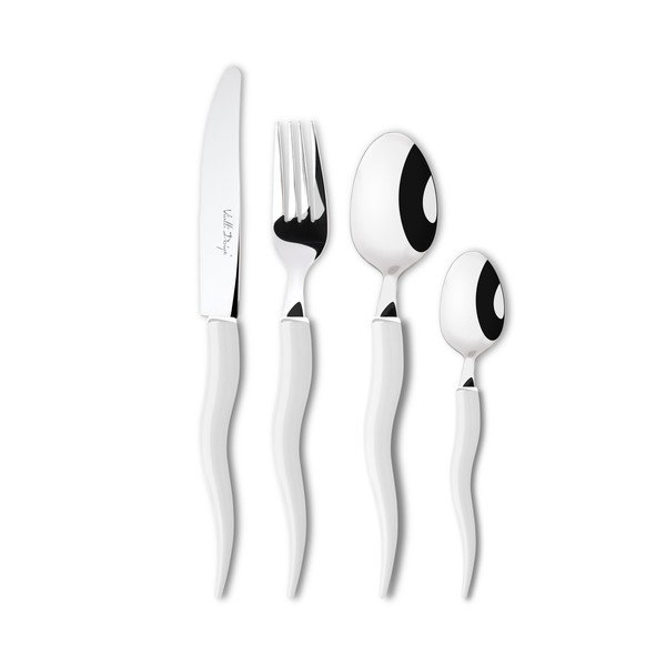 Sada 24 bílých příborů se stojanem Vialli Design Ama