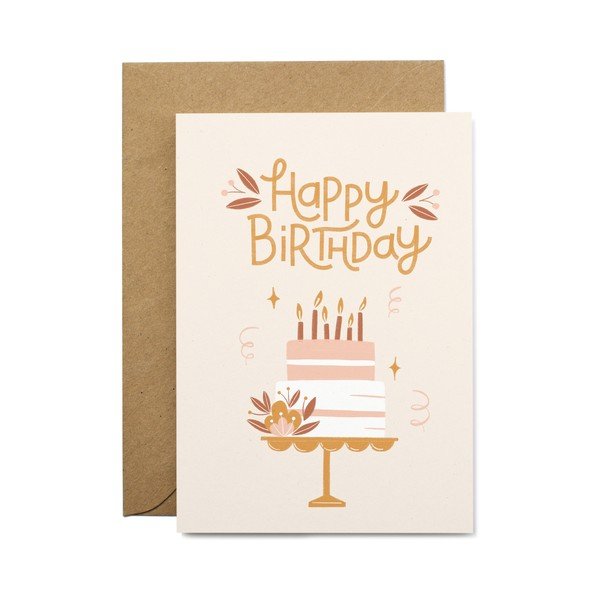 Biglietto di compleanno in carta riciclata con busta, formato A6 Happy Birthday - Printintin