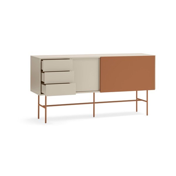 Cassettiera bassa con ante scorrevoli in mattone/beige 180x91 cm Nube - Teulat-image-3