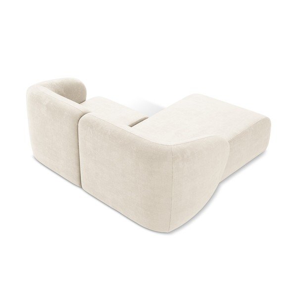 Divano angolare beige (con penisola a sinistra/con chaise lounge) con rivestimento in ciniglia Lani – Makamii-image-3