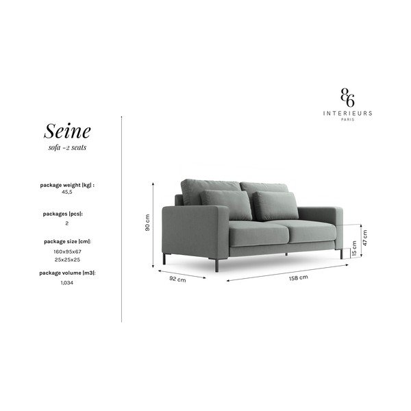Divano grigio , 158 cm Seine - Interieurs 86-image-4