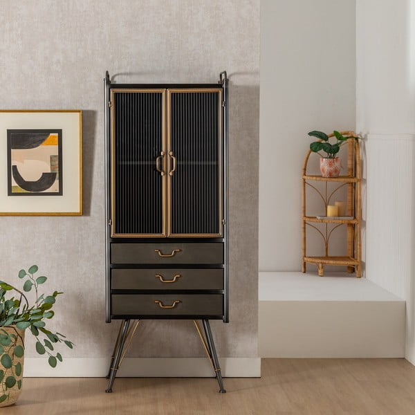 Vetrina in metallo nero 58x150 cm Brick - Ixia-image-1