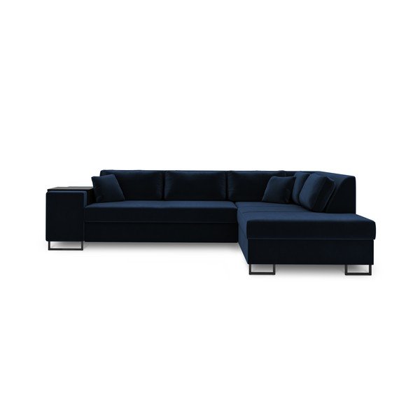 Divano letto angolare in velluto blu, angolo destro York - Cosmopolitan Design-image-3