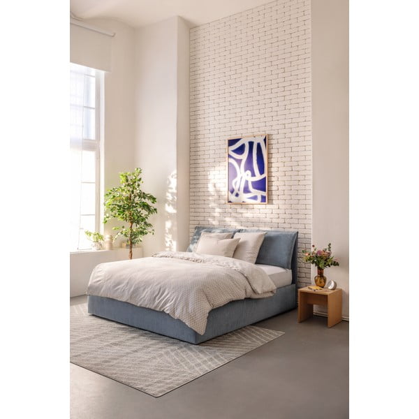 Letto matrimoniale imbottito blu con contenitore con rete inclusa 180x200 cm Myra Pillow – Bonami Selection-image-1