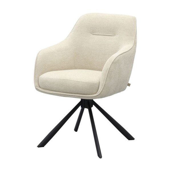 Sedia da pranzo color crema imbottito con braccioli Avola – Unique Furniture-image-2