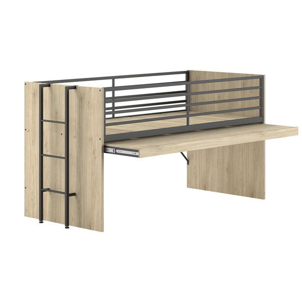 Letto da bambini rialzato di colore naturale con rete inclusa 90x200 cm Sam – Vipack