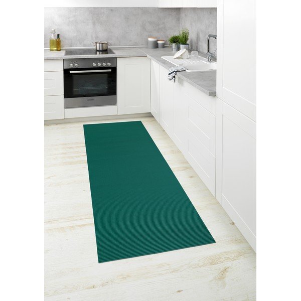 Tappeto da bagno in plastica verde scuro 65x200 cm Petrol - Wenko-image-3