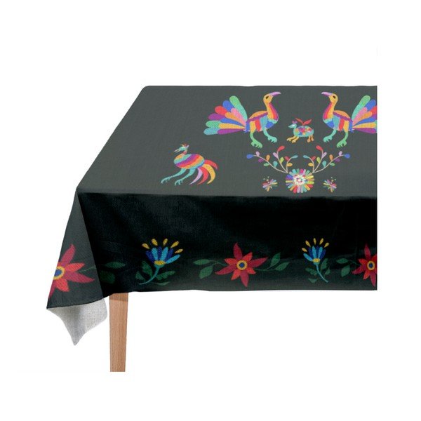 Tovaglia in misto lino Negro, 140 x 250 cm Animals Otomi - Madre Selva