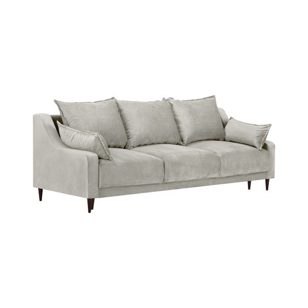 Divano letto in velluto beige con contenitore, 215 cm Freesia - Mazzini Sofas-image-2
